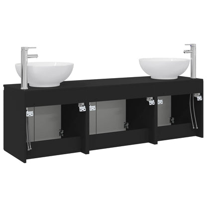 vidaXL Bathroom Cabinet Set 3 pcs Black 49.5 x 44.5 x 65 cm