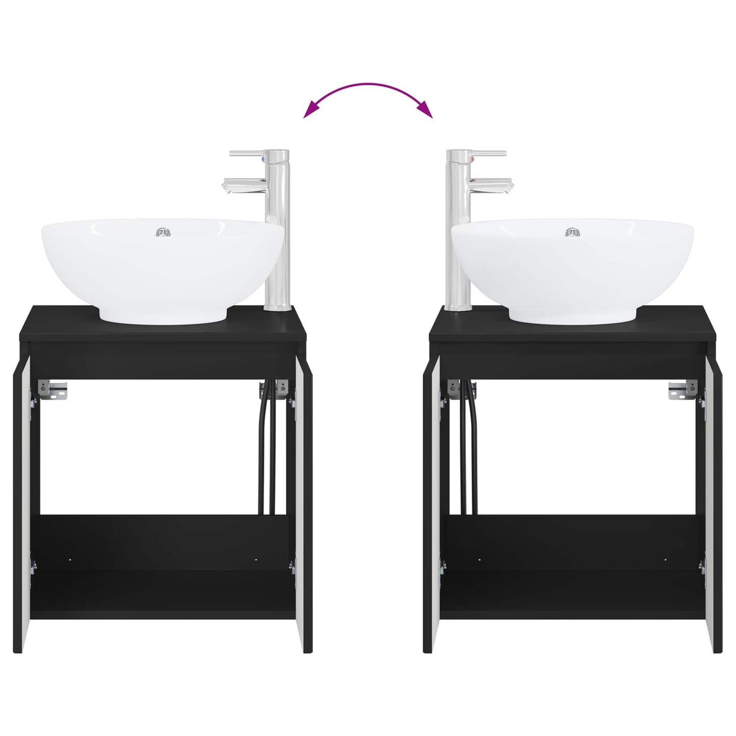 vidaXL Bathroom Cabinet Set 3 pcs Black 49.5 x 44.5 x 65 cm