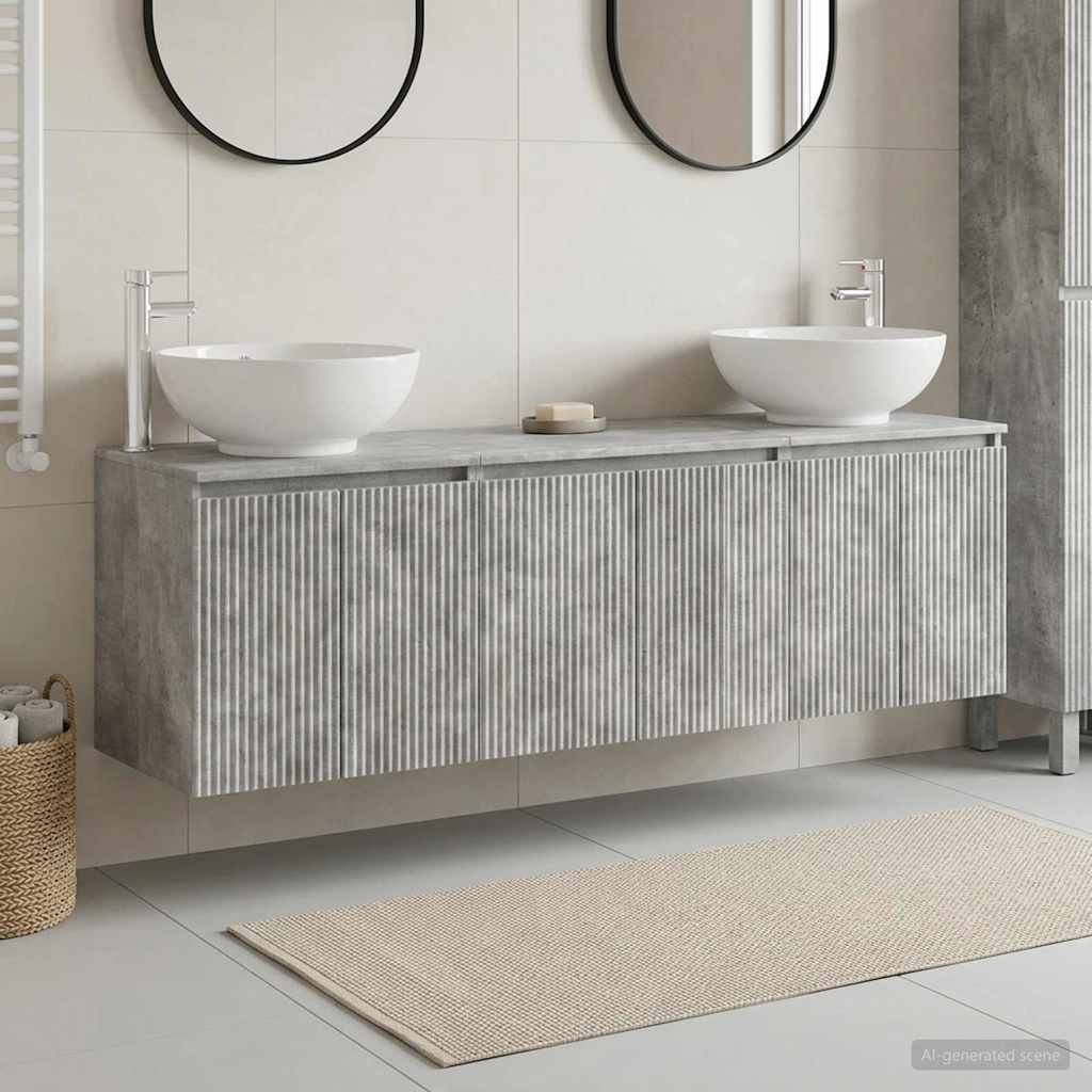 vidaXL Bathroom Cabinet Set 3 pcs Concrete Grey 49.5 x 44.5 x 65 cm