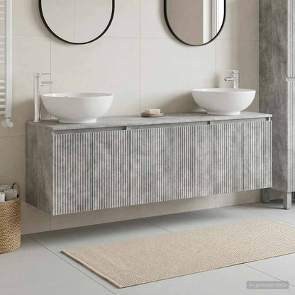 vidaXL Bathroom Cabinet Set 3 pcs Concrete Grey 49.5 x 44.5 x 65 cm