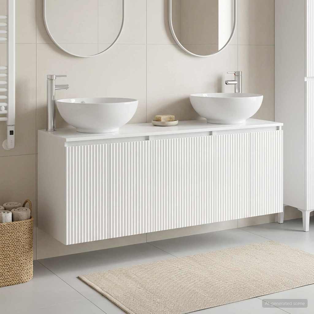 vidaXL Bathroom Cabinet Set 3 pcs High Gloss White 49.5 x 44.5 x 65 cm