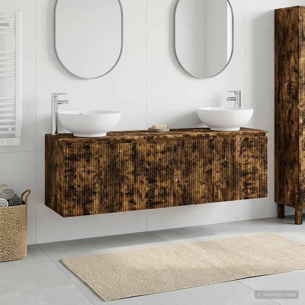 vidaXL Bathroom Cabinet Set 3 pcs Smoked Oak 49.5 x 44.5 x 65 cm