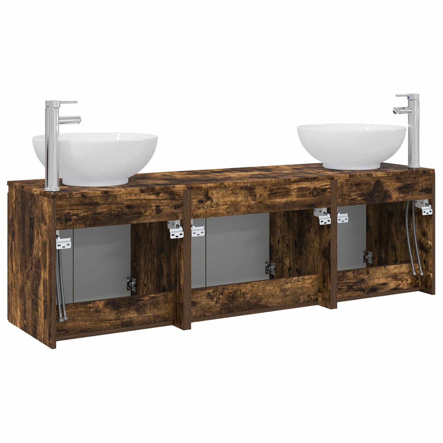 vidaXL Bathroom Cabinet Set 3 pcs Smoked Oak 49.5 x 44.5 x 65 cm