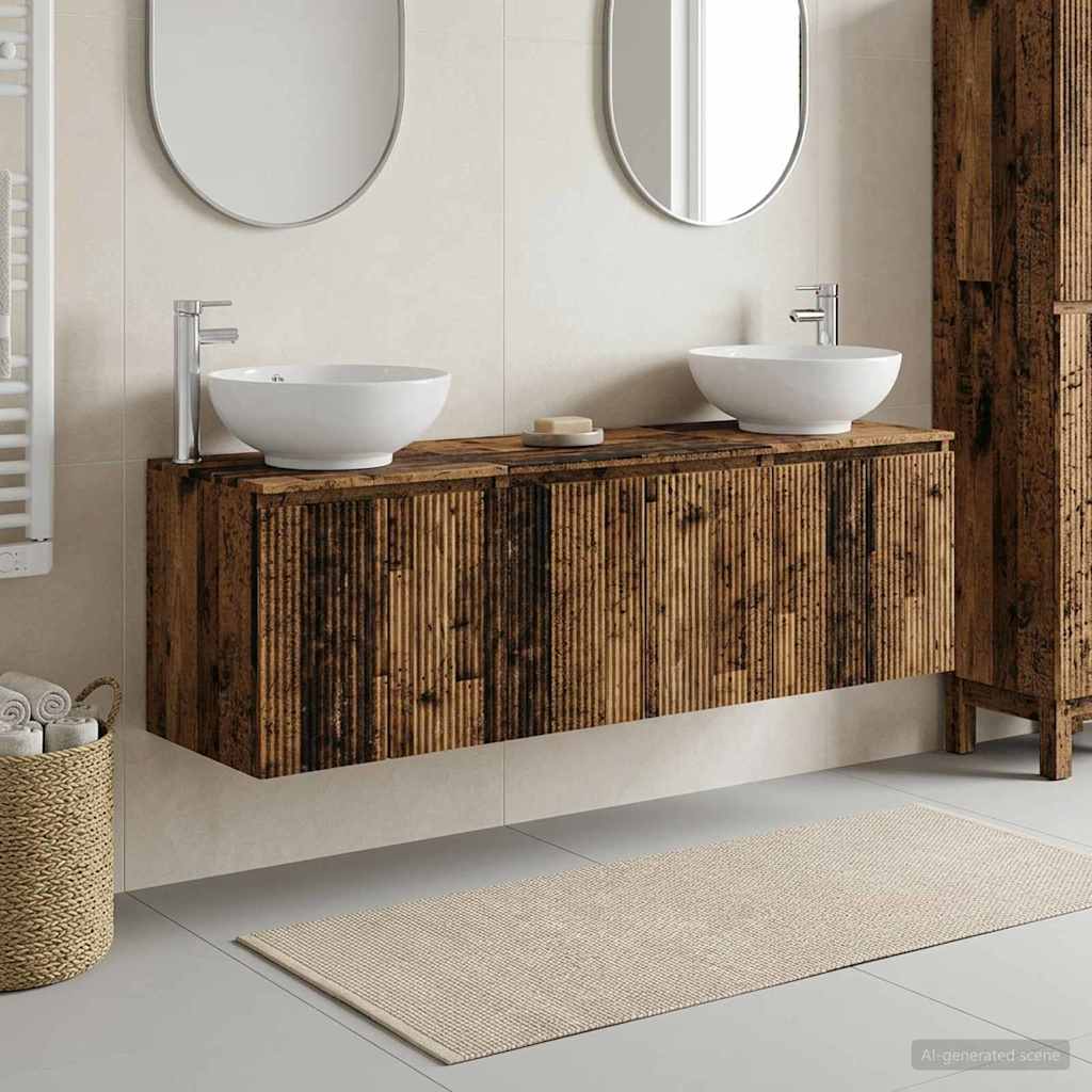 vidaXL Bathroom Cabinet Set 3 pcs Old Wood 49.5 x 44.5 x 65 cm