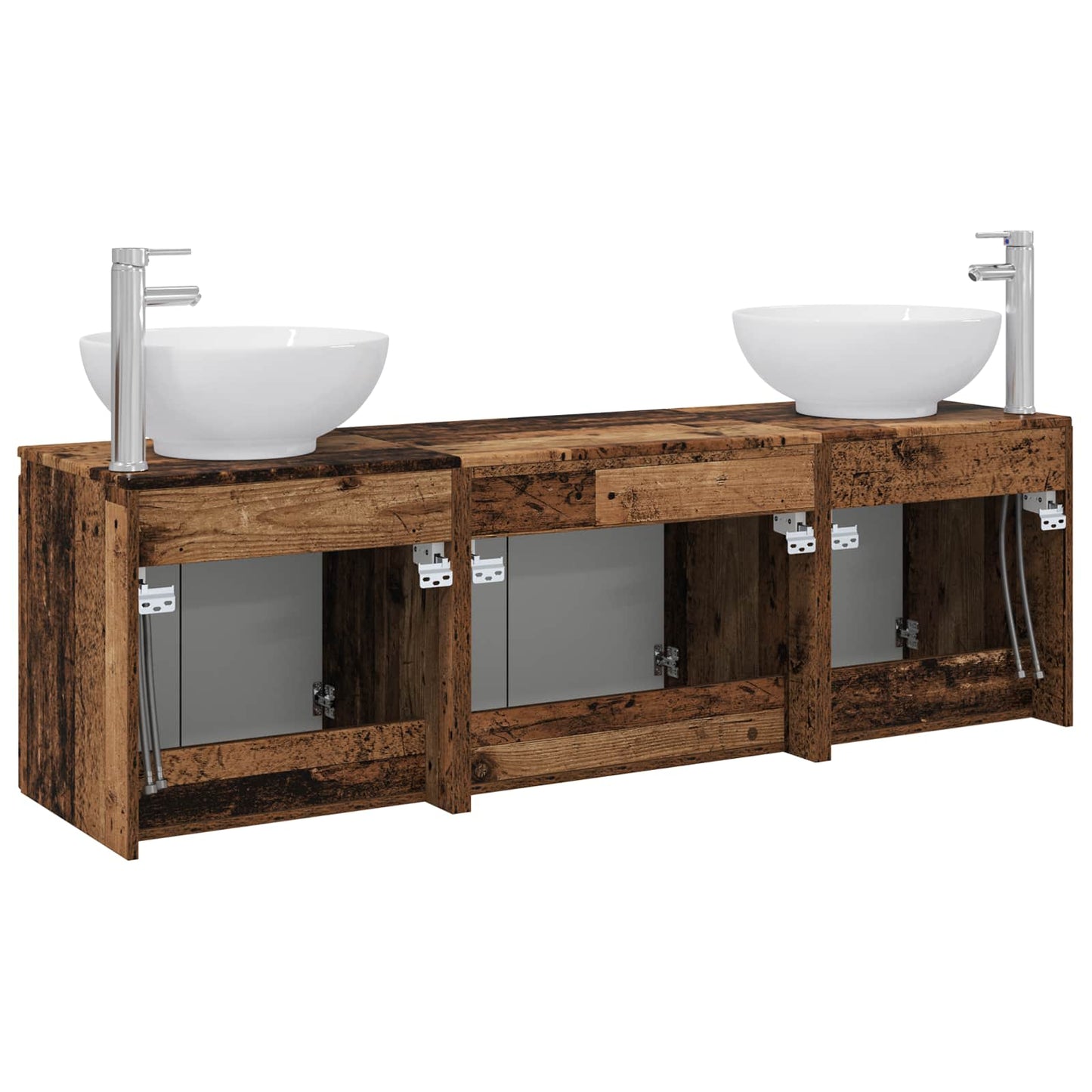 vidaXL Bathroom Cabinet Set 3 pcs Old Wood 49.5 x 44.5 x 65 cm