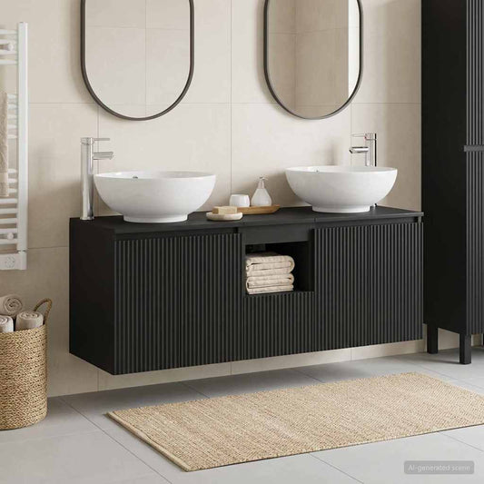 vidaXL Bathroom Cabinet Set 3 pcs Black 129 x 44.5 x 80 cm