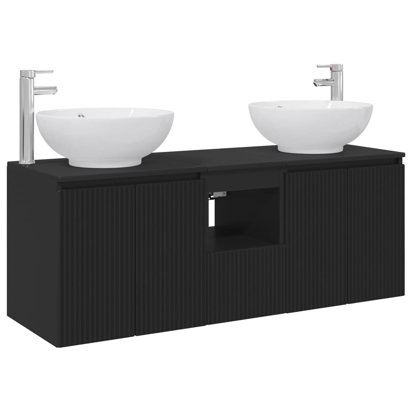 vidaXL Bathroom Cabinet Set 3 pcs Black 49.5 x 44.5 x 65 cm