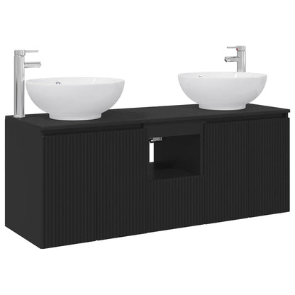 vidaXL Bathroom Cabinet Set 3 pcs Black 49.5 x 44.5 x 65 cm