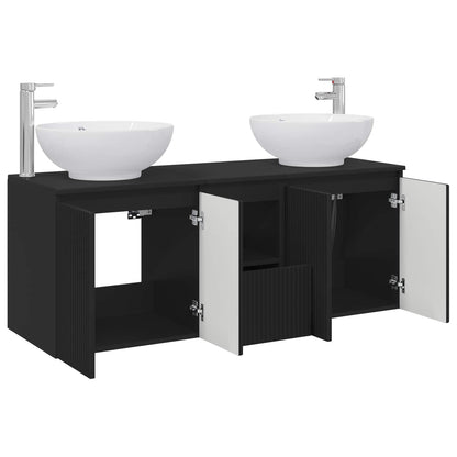 vidaXL Bathroom Cabinet Set 3 pcs Black 49.5 x 44.5 x 65 cm