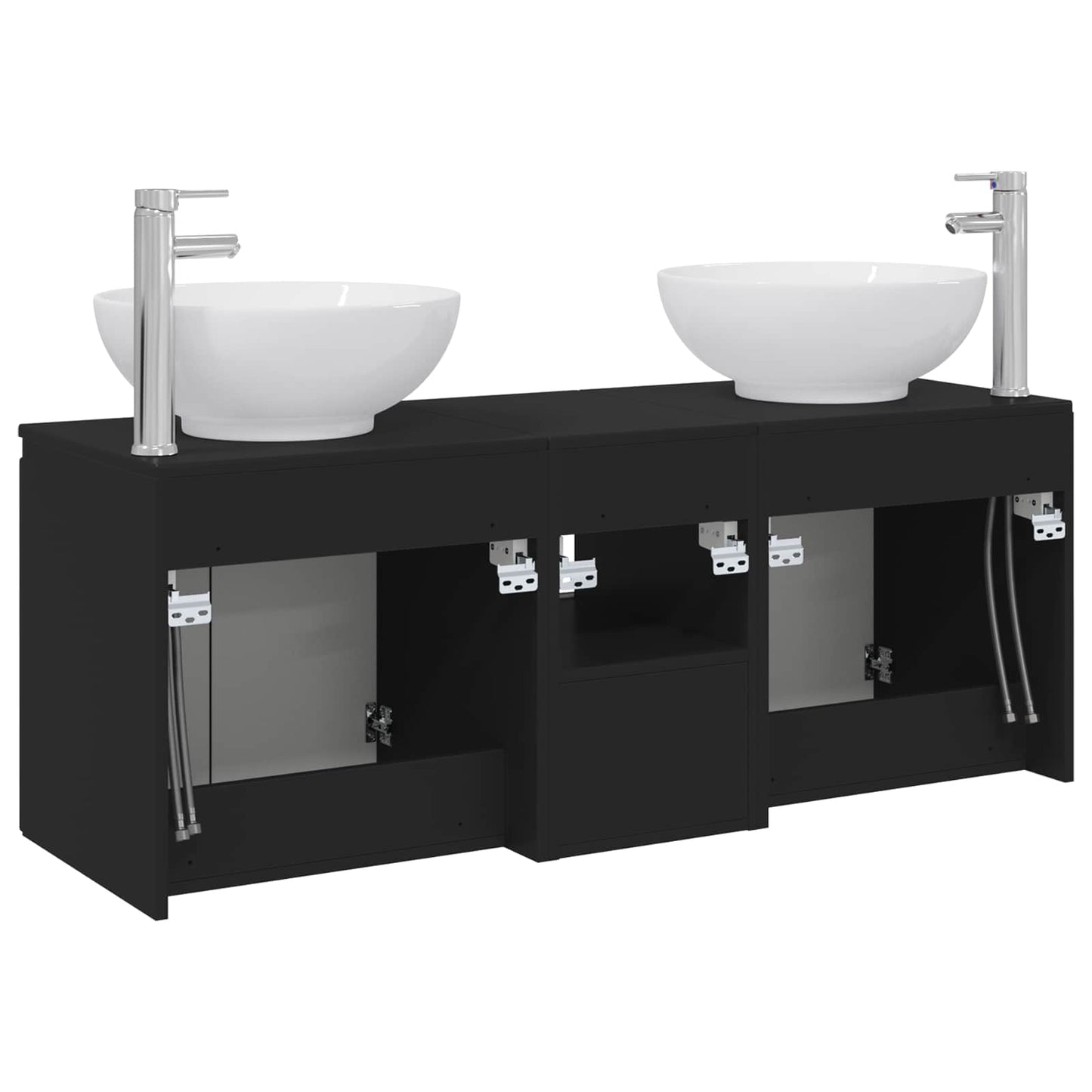 vidaXL Bathroom Cabinet Set 3 pcs Black 49.5 x 44.5 x 65 cm
