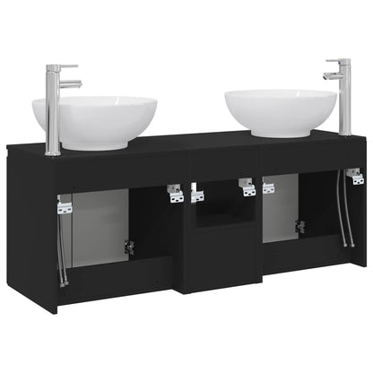vidaXL Bathroom Cabinet Set 3 pcs Black 49.5 x 44.5 x 65 cm