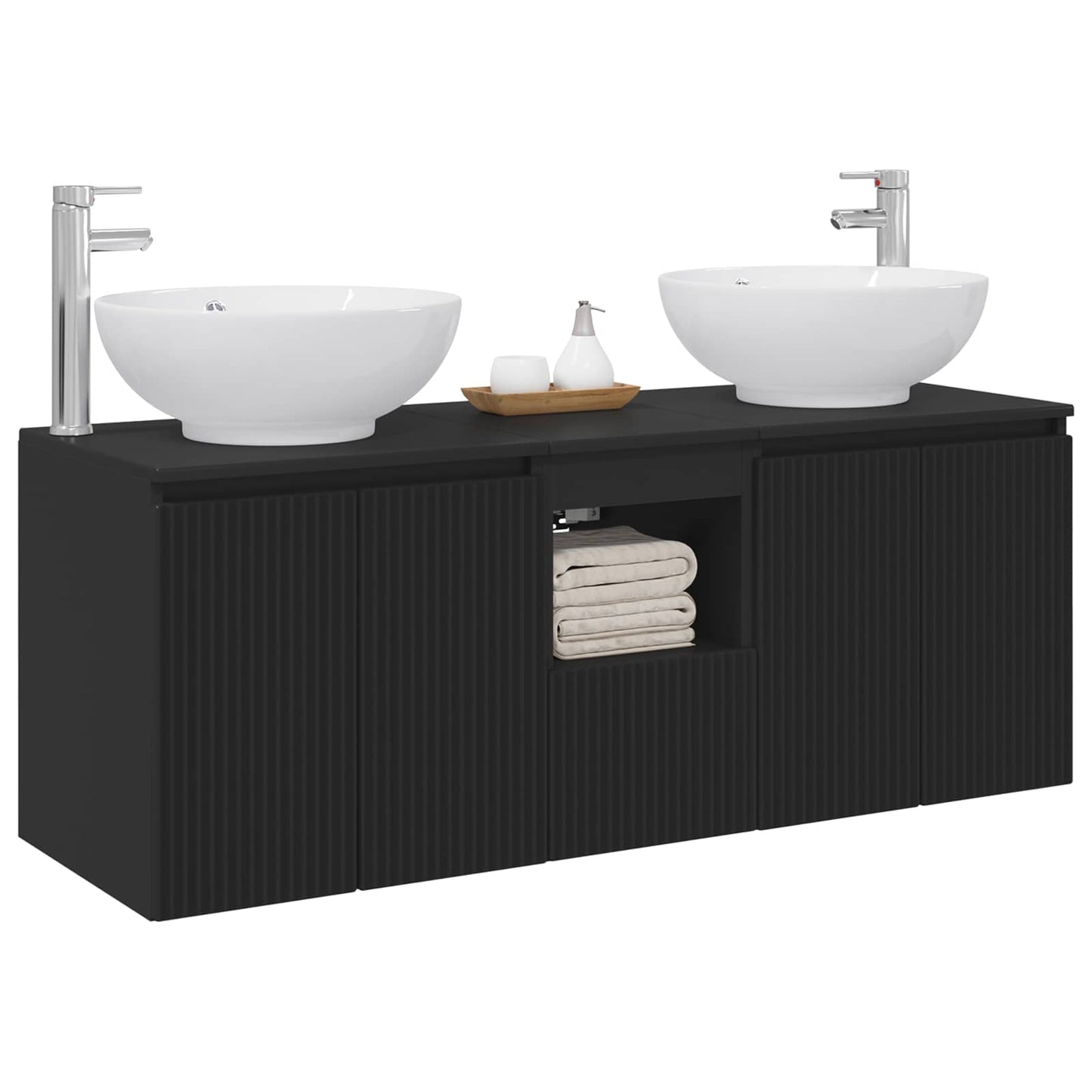 vidaXL Bathroom Cabinet Set 3 pcs Black 49.5 x 44.5 x 65 cm