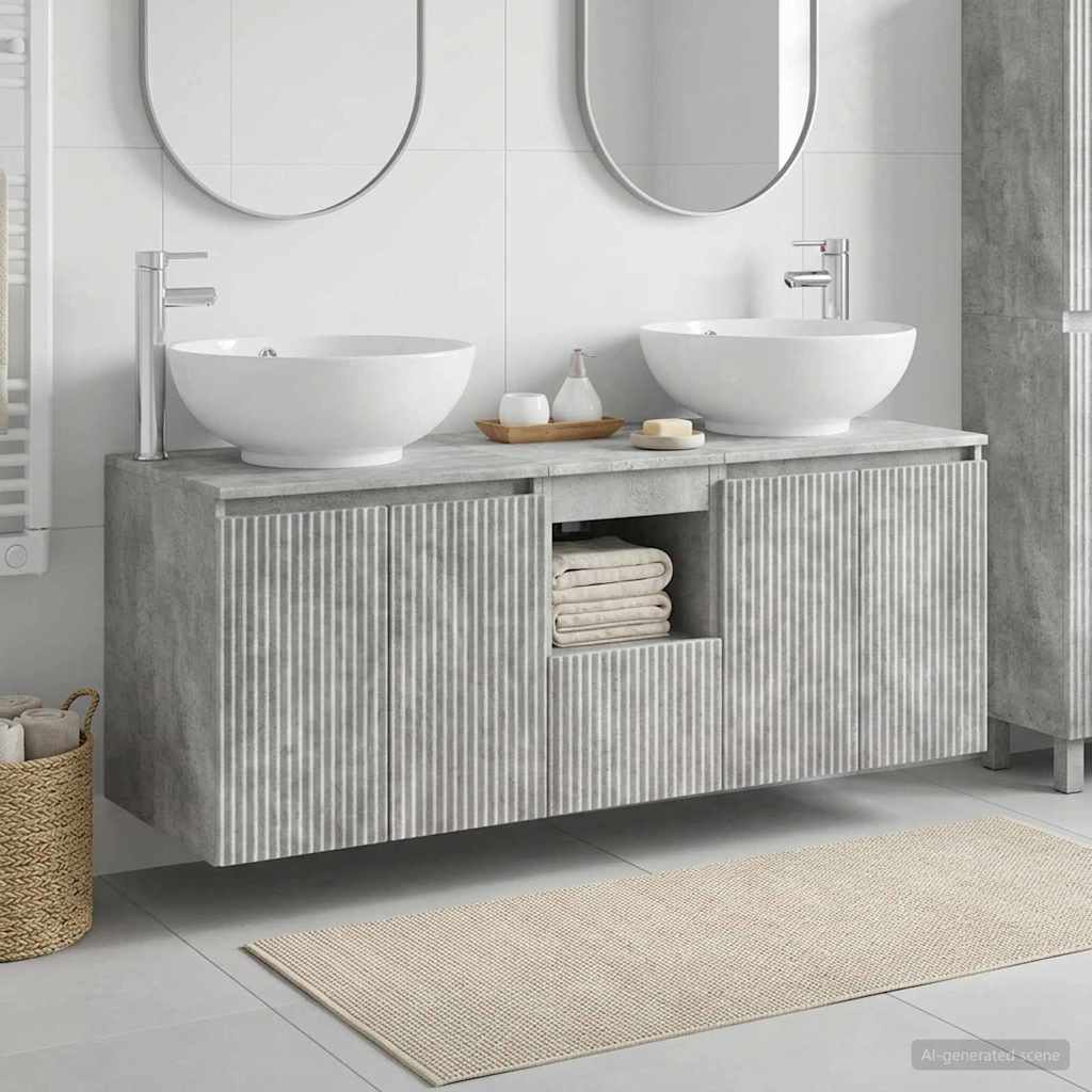 vidaXL Bathroom Cabinet Set 3 pcs Concrete Grey 49.5 x 44.5 x 65 cm