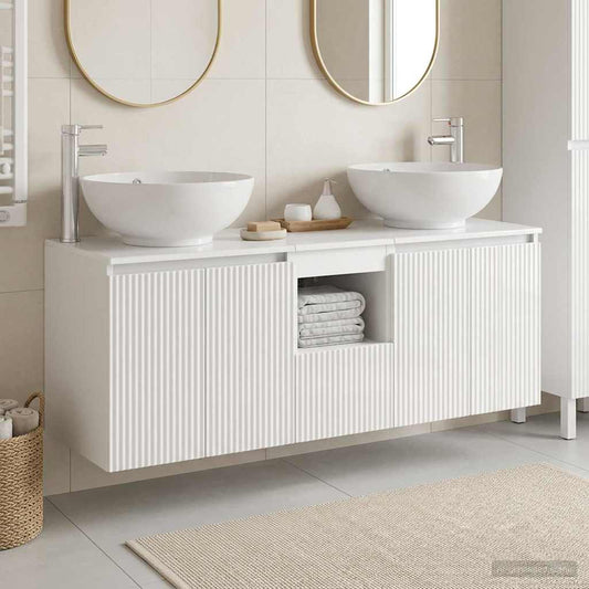 vidaXL Bathroom Cabinet Set 3 pcs High Gloss White 129 x 44.5 x 80 cm