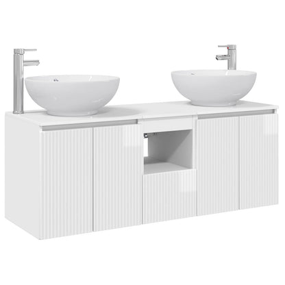 vidaXL Bathroom Cabinet Set 3 pcs High Gloss White 49.5 x 44.5 x 65 cm