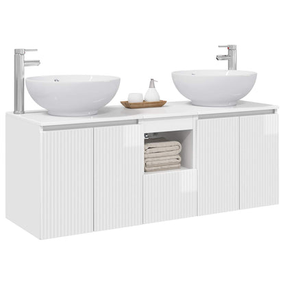 vidaXL Bathroom Cabinet Set 3 pcs High Gloss White 49.5 x 44.5 x 65 cm