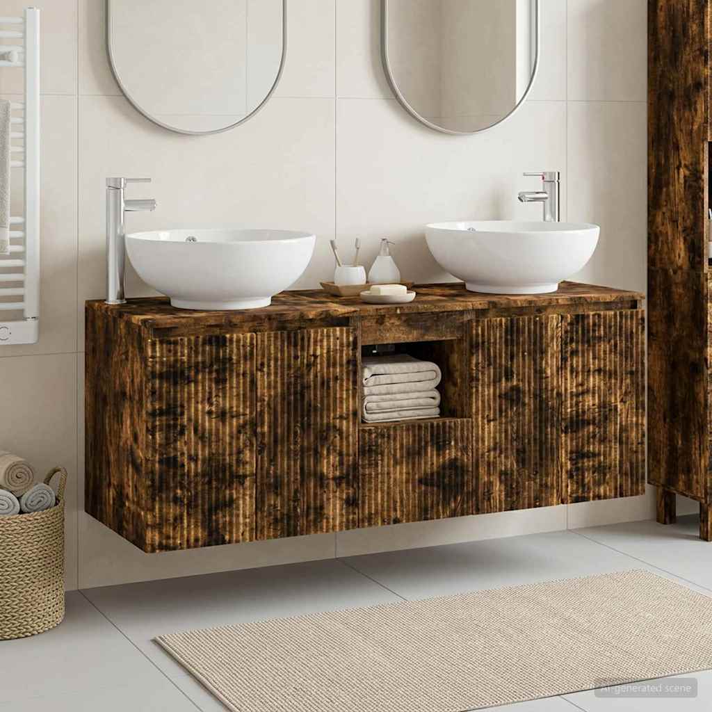 vidaXL Bathroom Cabinet Set 3 pcs Smoked Oak 49.5 x 44.5 x 65 cm