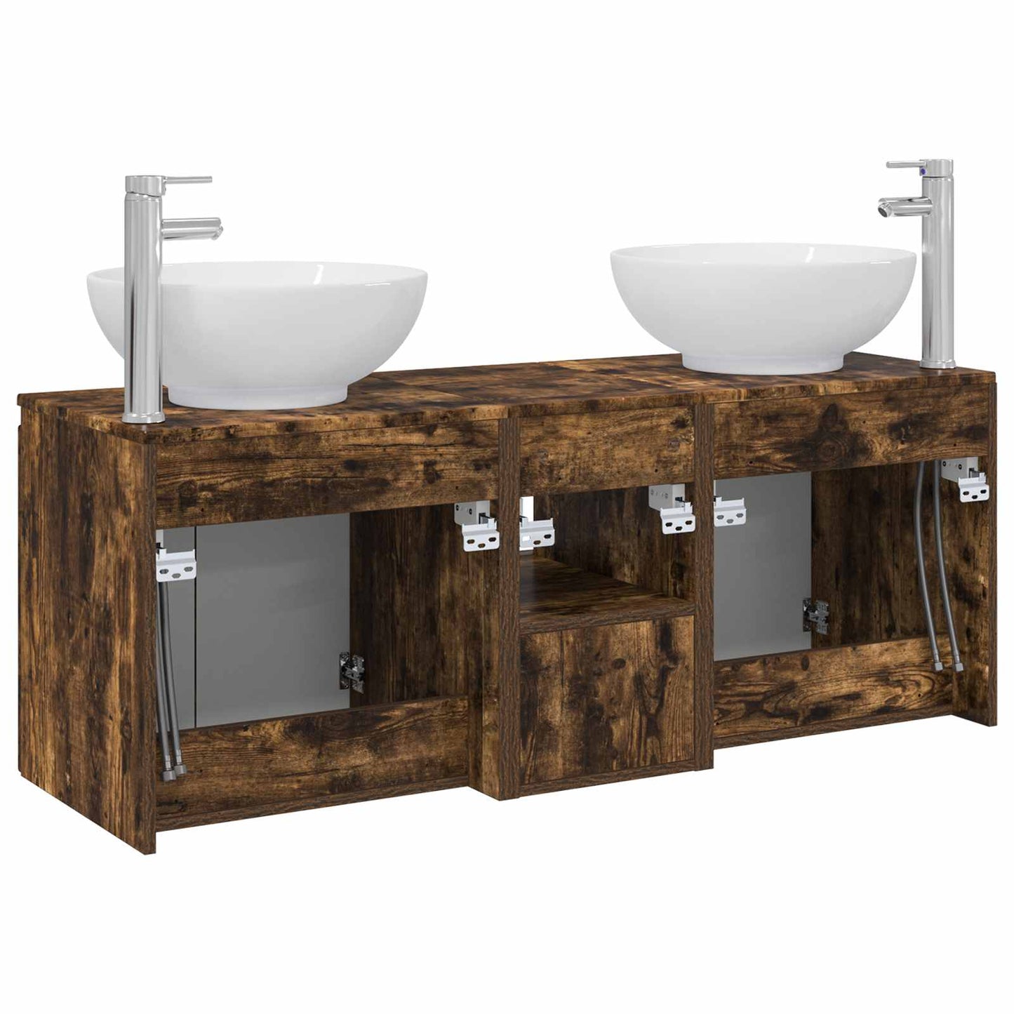 vidaXL Bathroom Cabinet Set 3 pcs Smoked Oak 49.5 x 44.5 x 65 cm