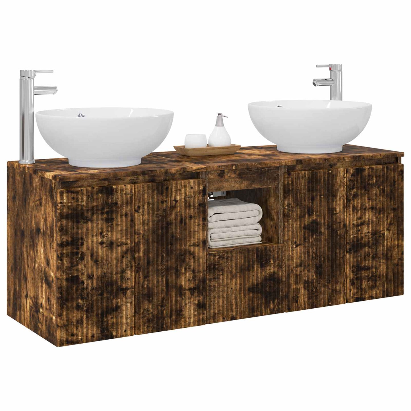 vidaXL Bathroom Cabinet Set 3 pcs Smoked Oak 49.5 x 44.5 x 65 cm