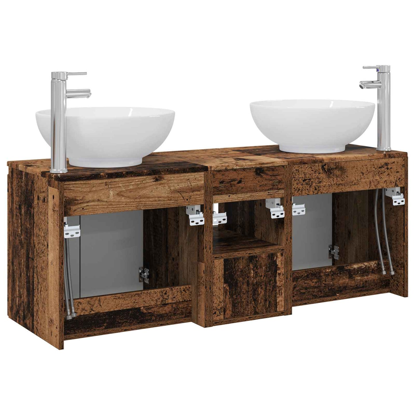 vidaXL Bathroom Cabinet Set 3 pcs Old Wood 49.5 x 44.5 x 65 cm