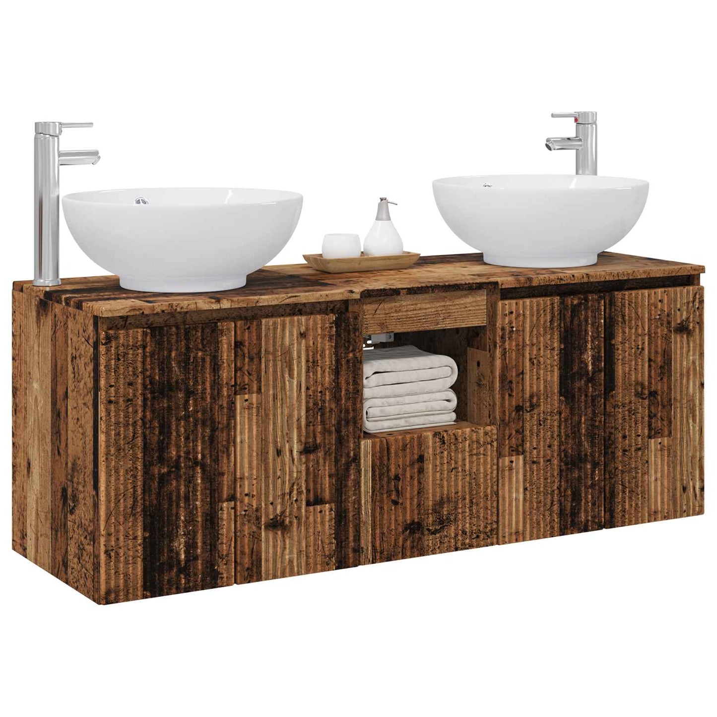 vidaXL Bathroom Cabinet Set 3 pcs Old Wood 49.5 x 44.5 x 65 cm