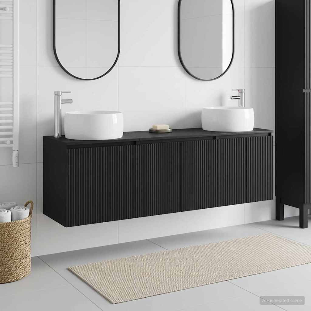vidaXL Bathroom Cabinet Set 3 pcs Black 49.5 x 44.5 x 66 cm