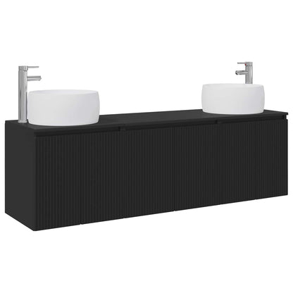 vidaXL Bathroom Cabinet Set 3 pcs Black 49.5 x 44.5 x 66 cm