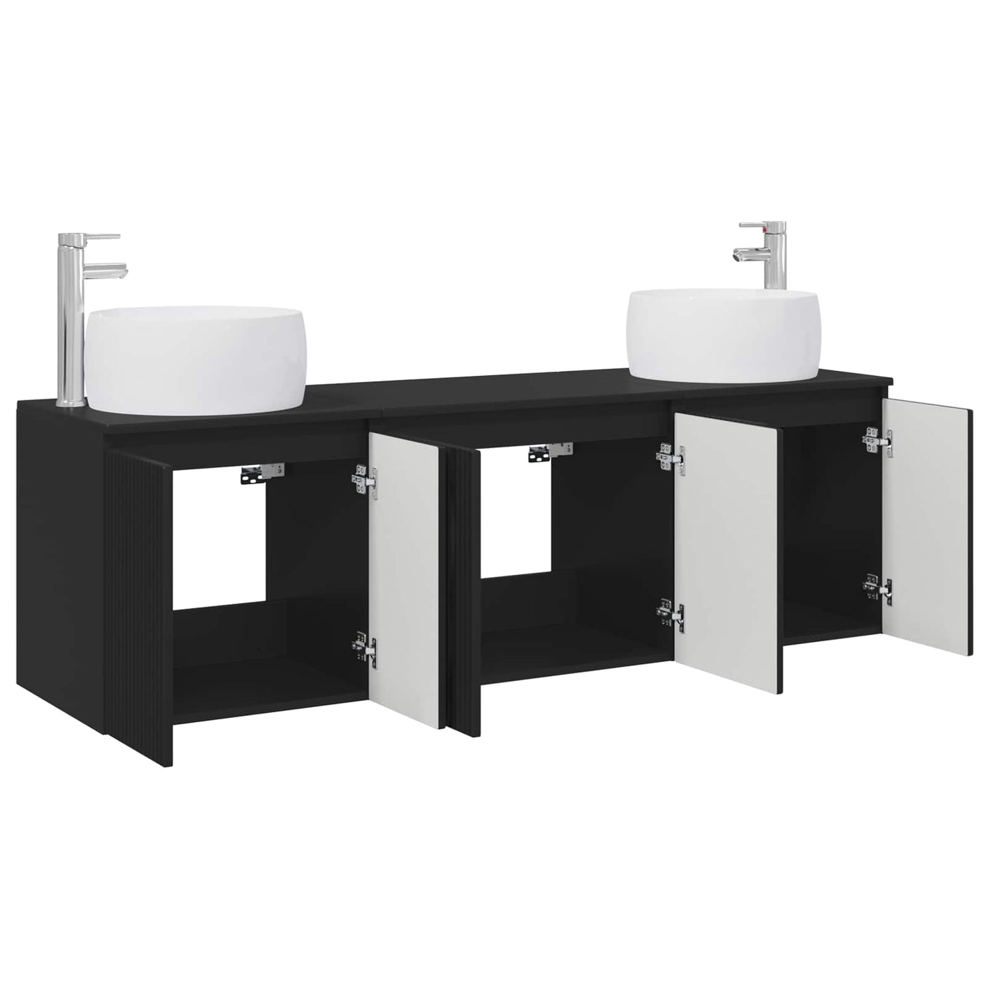 vidaXL Bathroom Cabinet Set 3 pcs Black 49.5 x 44.5 x 66 cm