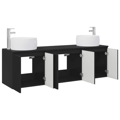 vidaXL Bathroom Cabinet Set 3 pcs Black 49.5 x 44.5 x 66 cm