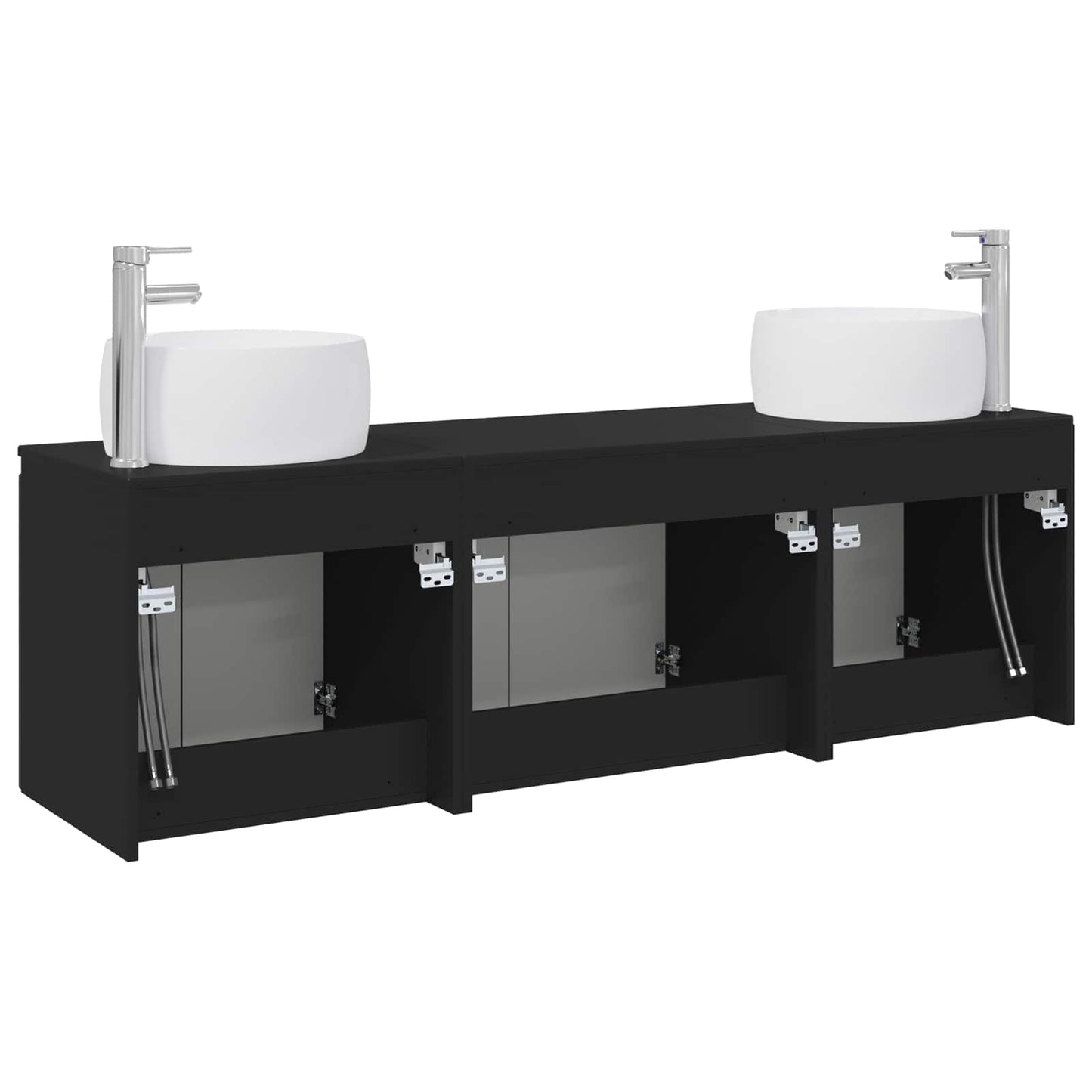 vidaXL Bathroom Cabinet Set 3 pcs Black 49.5 x 44.5 x 66 cm