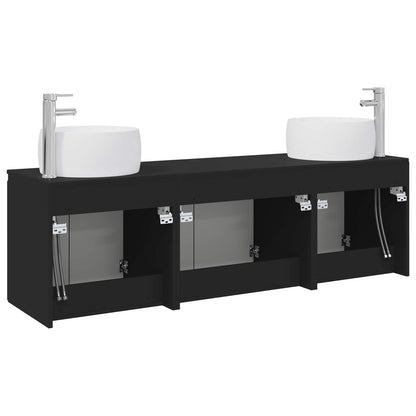 vidaXL Bathroom Cabinet Set 3 pcs Black 49.5 x 44.5 x 66 cm