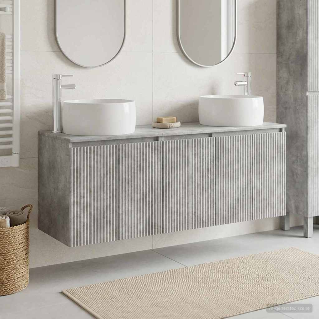 vidaXL Bathroom Cabinet Set 3 pcs Concrete Grey 49.5 x 44.5 x 66 cm