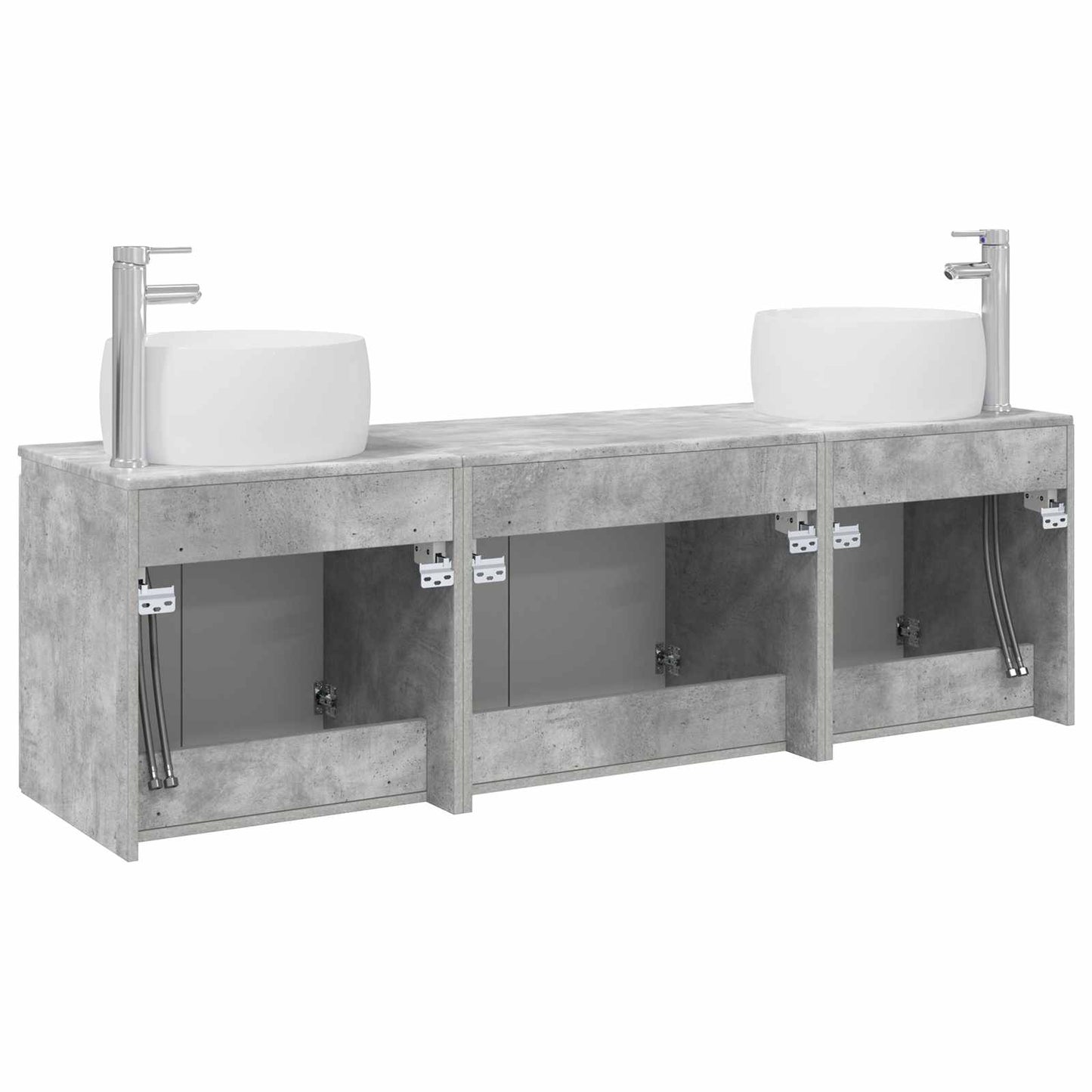 vidaXL Bathroom Cabinet Set 3 pcs Concrete Grey 49.5 x 44.5 x 66 cm
