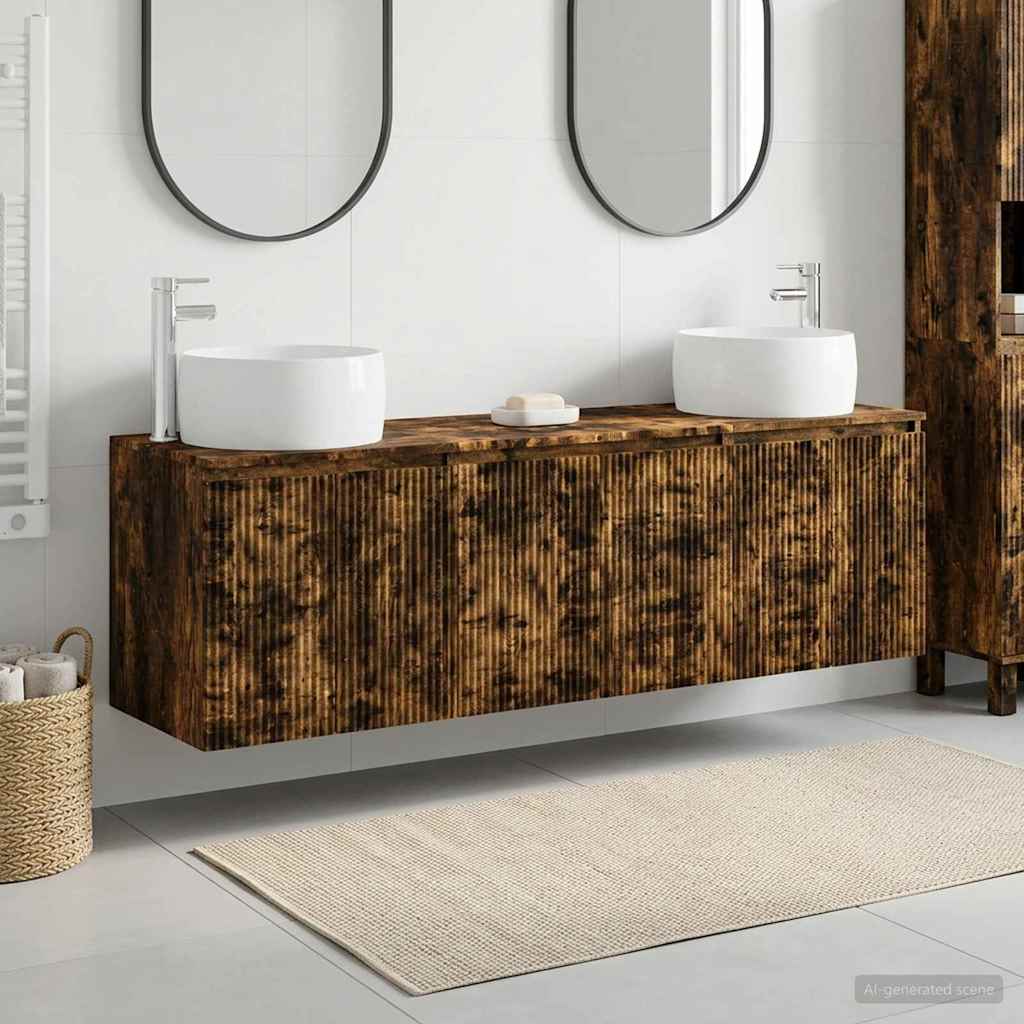 vidaXL Bathroom Cabinet Set 3 pcs Smoked Oak 49.5 x 44.5 x 66 cm