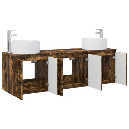 vidaXL Bathroom Cabinet Set 3 pcs Smoked Oak 49.5 x 44.5 x 66 cm