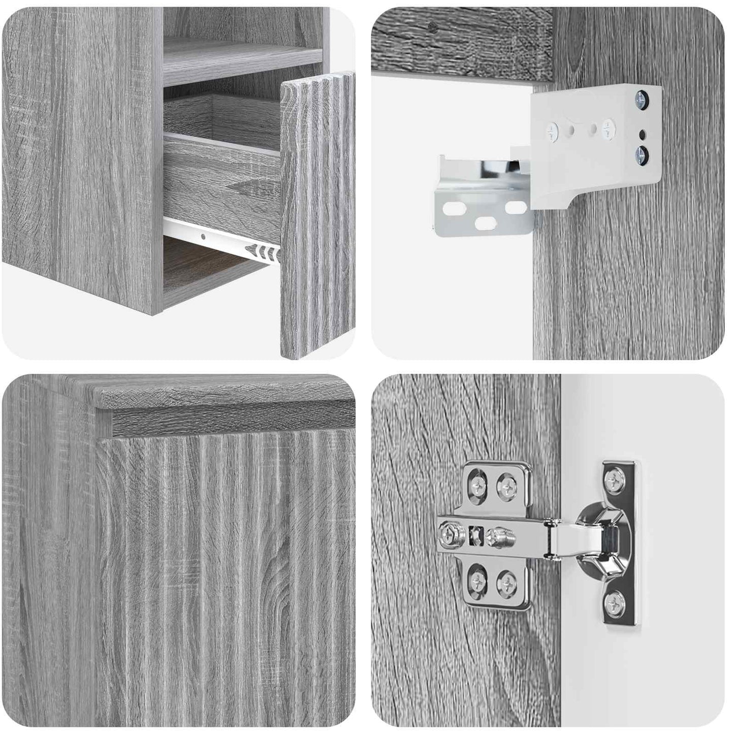 vidaXL Bathroom Cabinet Set 3 pcs Grey Sonoma 49.5 x 44.5 x 66 cm