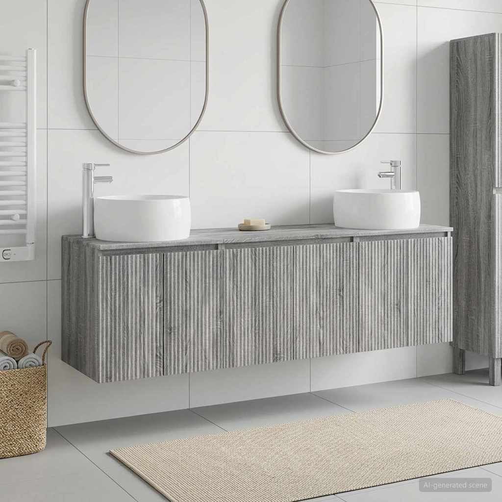 vidaXL Bathroom Cabinet Set 3 pcs Grey Sonoma 49.5 x 44.5 x 66 cm
