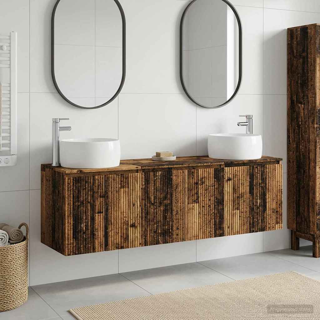 vidaXL Bathroom Cabinet Set 3 pcs Old Wood 49.5 x 44.5 x 66 cm