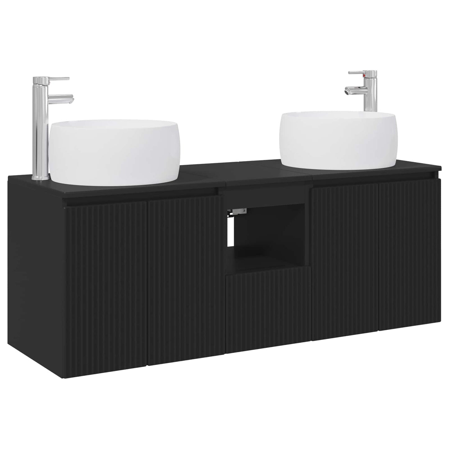 vidaXL Bathroom Cabinet Set 3 pcs Black 49.5 x 44.5 x 66 cm