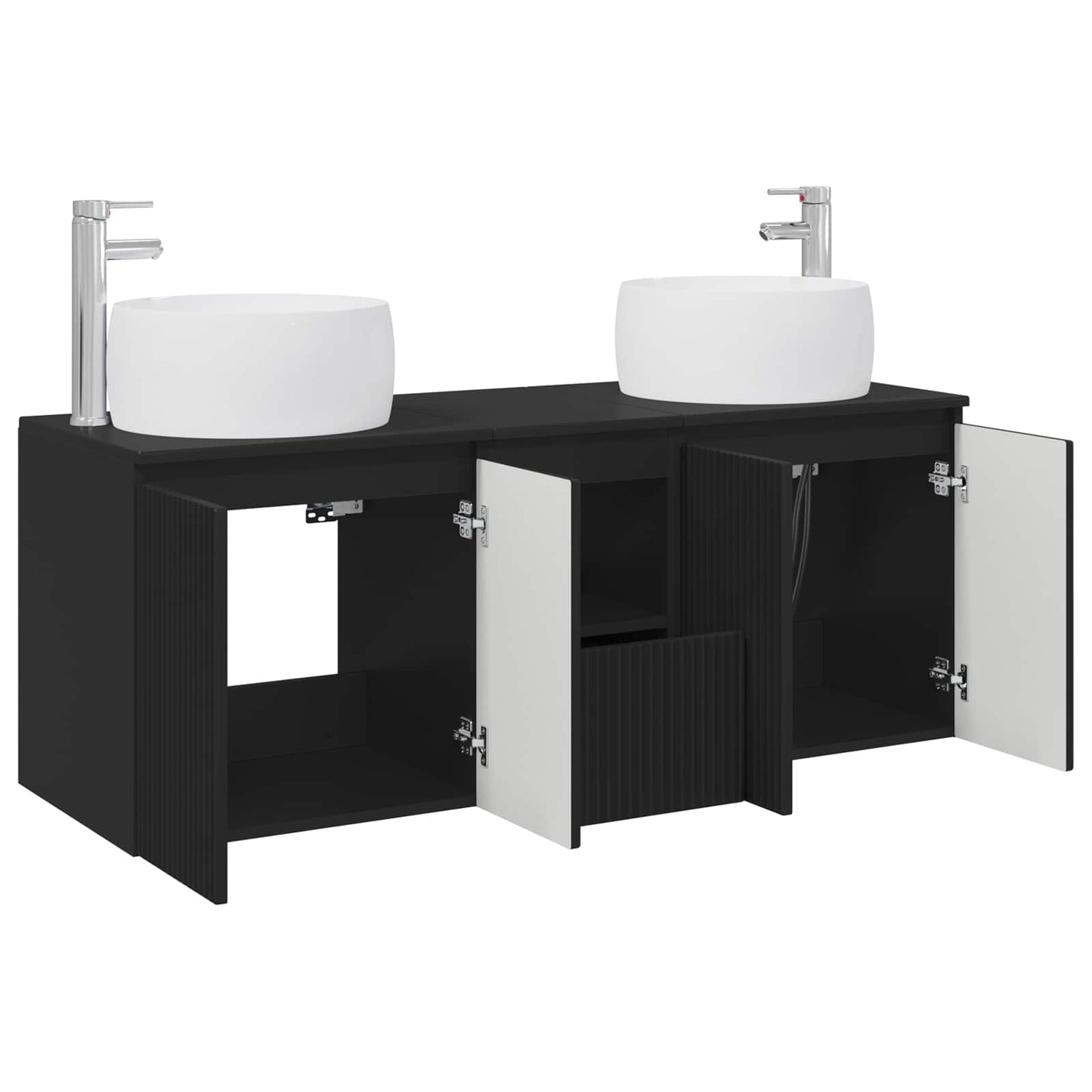 vidaXL Bathroom Cabinet Set 3 pcs Black 49.5 x 44.5 x 66 cm