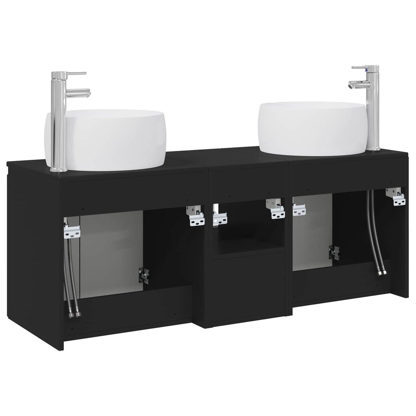 vidaXL Bathroom Cabinet Set 3 pcs Black 49.5 x 44.5 x 66 cm