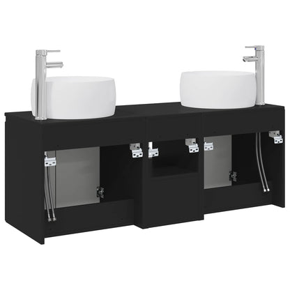 vidaXL Bathroom Cabinet Set 3 pcs Black 49.5 x 44.5 x 66 cm