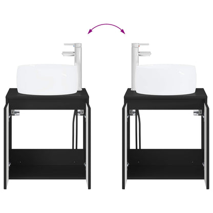 vidaXL Bathroom Cabinet Set 3 pcs Black 49.5 x 44.5 x 66 cm