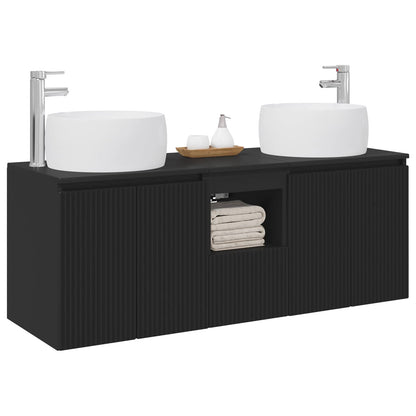 vidaXL Bathroom Cabinet Set 3 pcs Black 49.5 x 44.5 x 66 cm