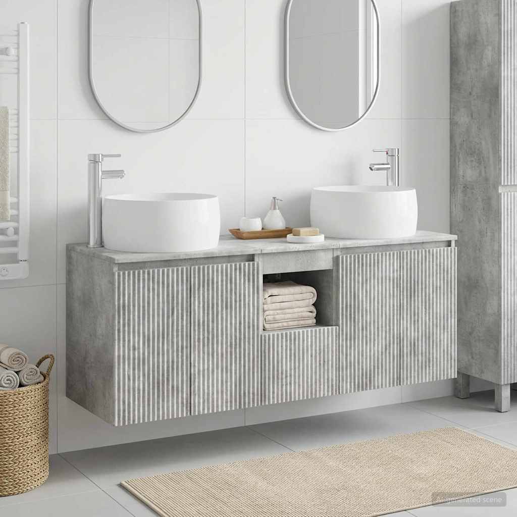 vidaXL Bathroom Cabinet Set 3 pcs Concrete Grey 49.5 x 44.5 x 66 cm
