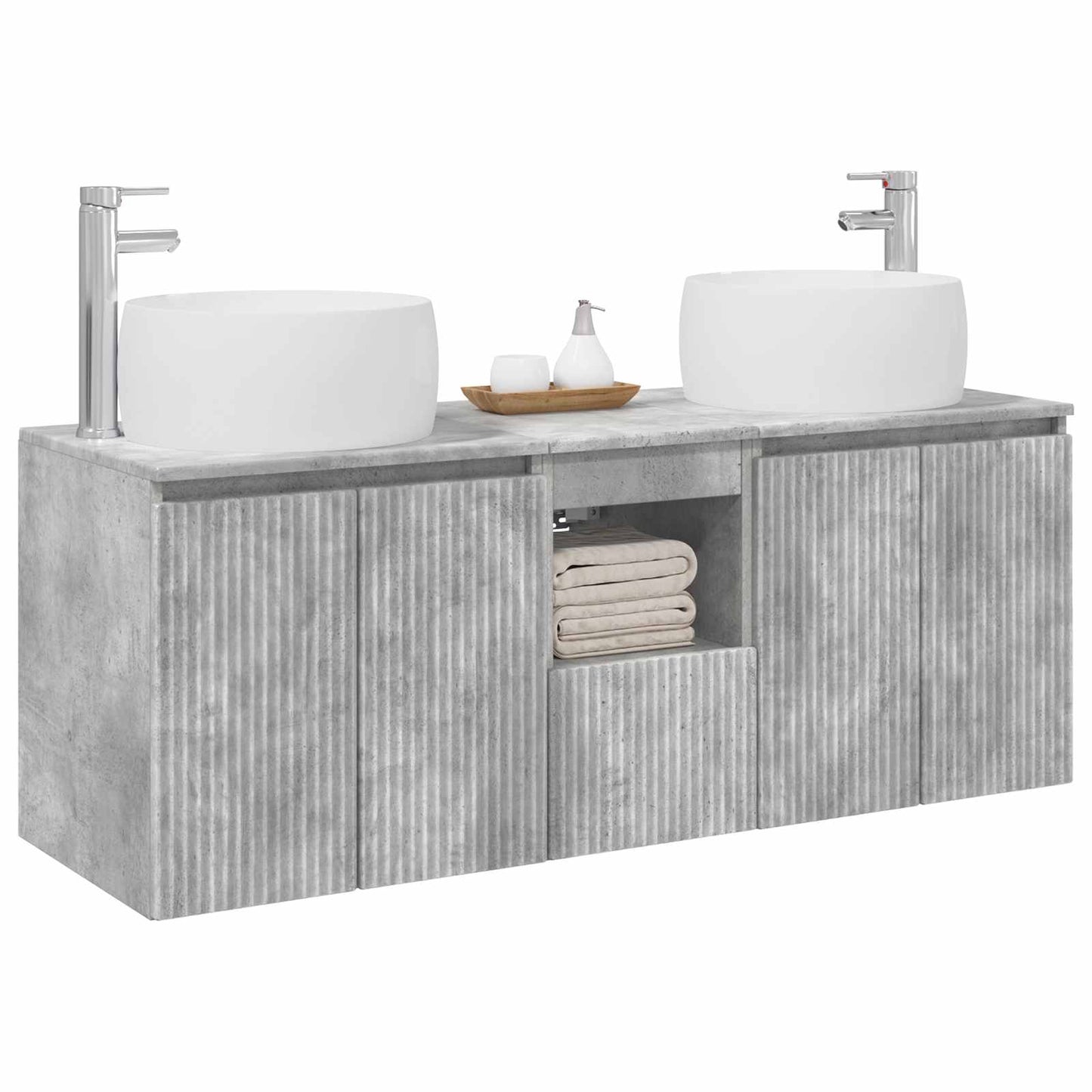 vidaXL Bathroom Cabinet Set 3 pcs Concrete Grey 49.5 x 44.5 x 66 cm