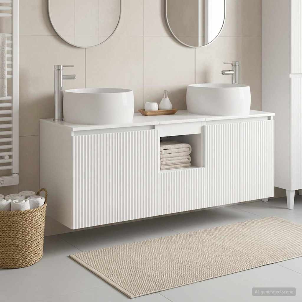 vidaXL Bathroom Cabinet Set 3 pcs High Gloss White 49.5 x 44.5 x 66 cm