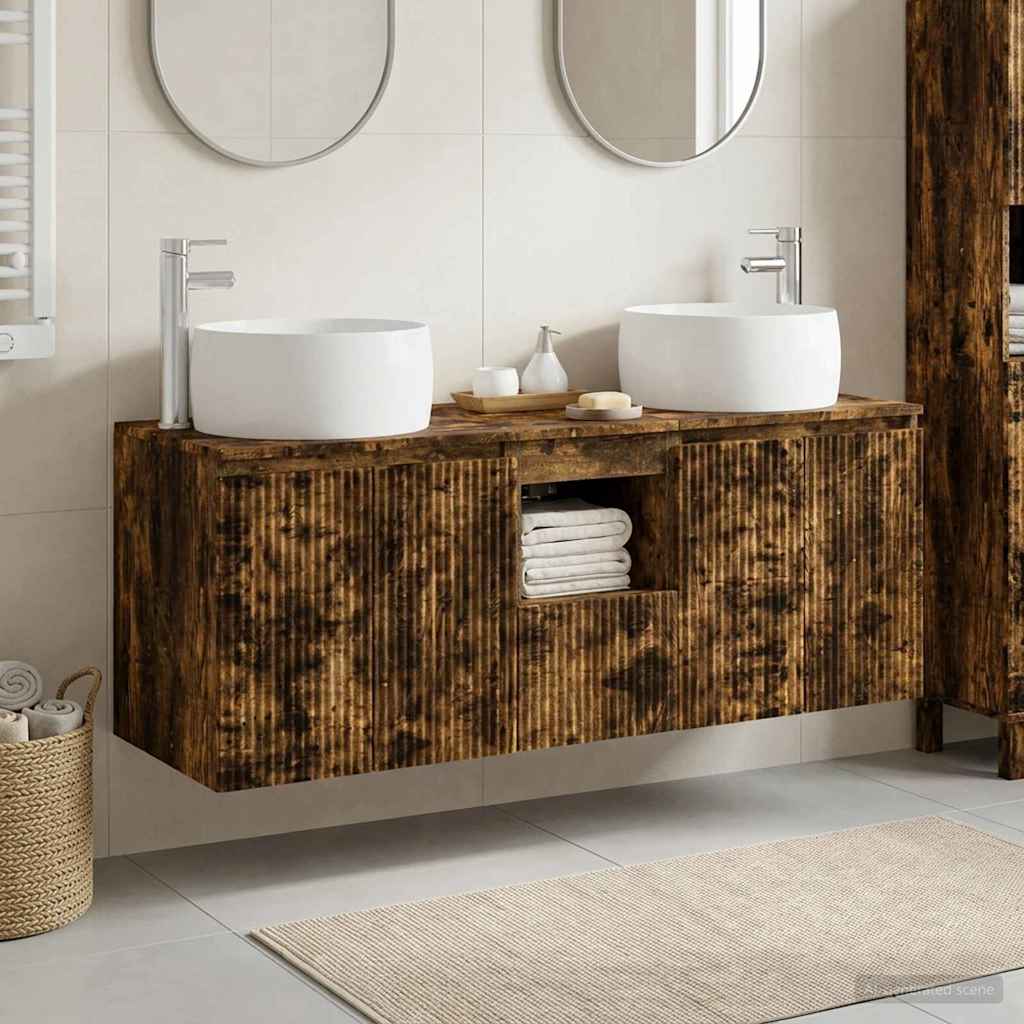 vidaXL Bathroom Cabinet Set 3 pcs Smoked Oak 49.5 x 44.5 x 66 cm