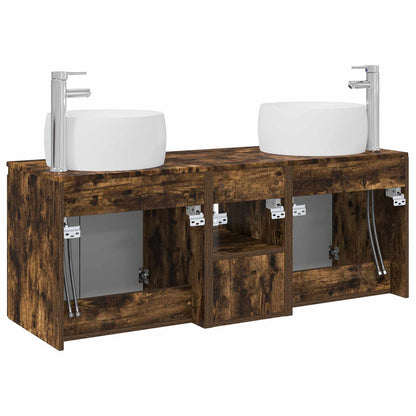 vidaXL Bathroom Cabinet Set 3 pcs Smoked Oak 49.5 x 44.5 x 66 cm