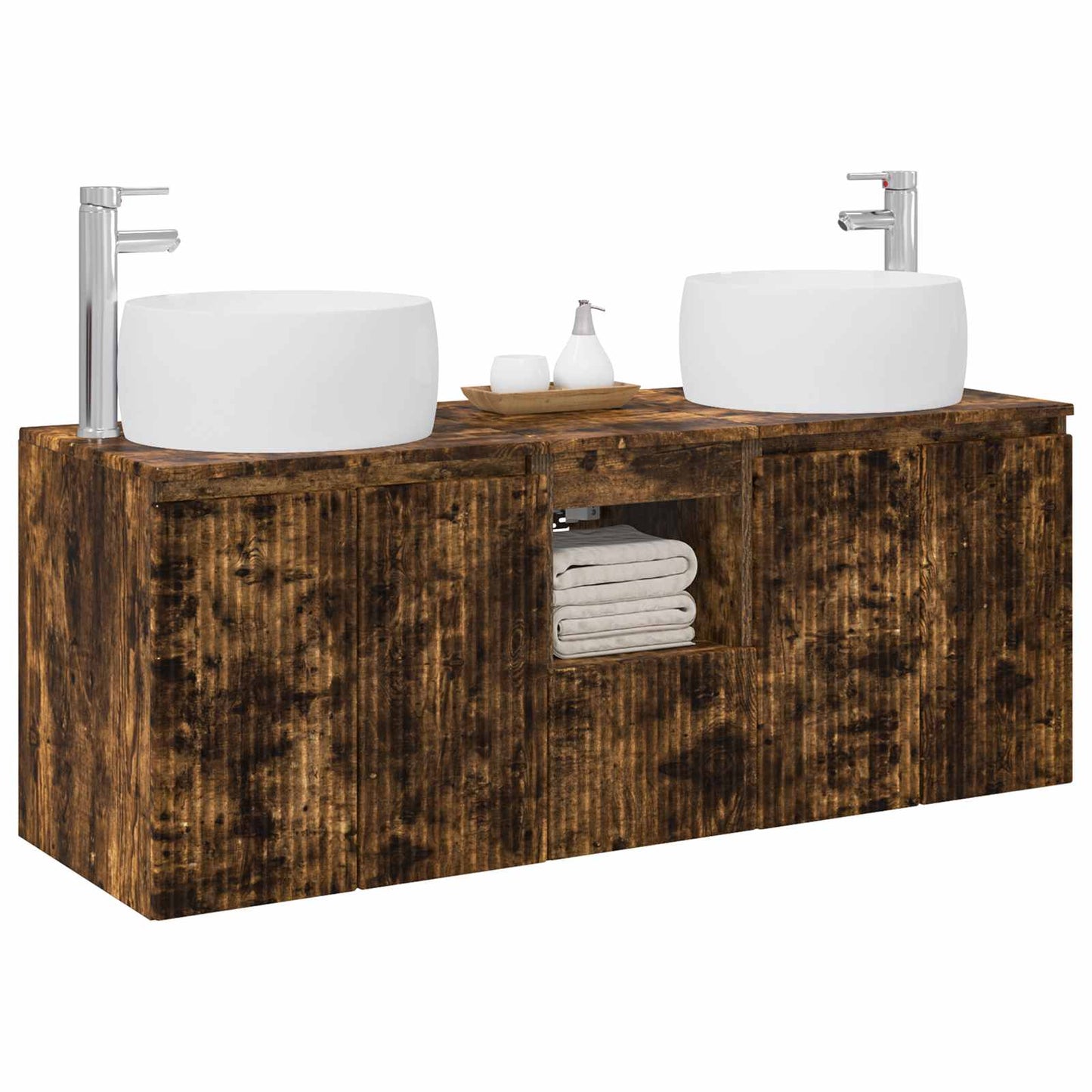 vidaXL Bathroom Cabinet Set 3 pcs Smoked Oak 49.5 x 44.5 x 66 cm
